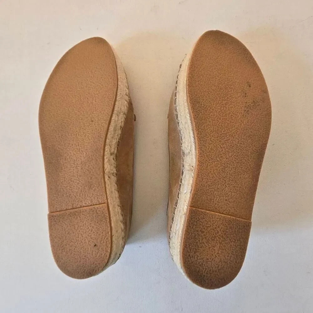 Talbots Womens Quinn Bow Tan Suede Platform Espadrille Loafer 7M